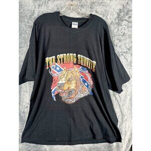 Glidan Men’s Dry Blend T-Shirt “The Strong Survive” Pit Bull American Shirt XXL